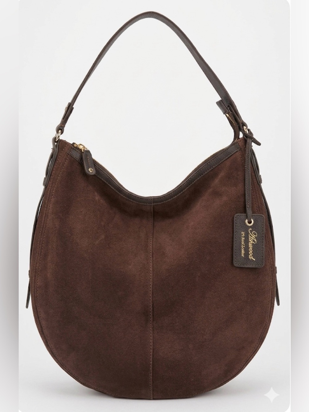 NWT Ashwood Luxury Leather Brown Suede Hobo Bag Slouchy Shoulder Purse Premium